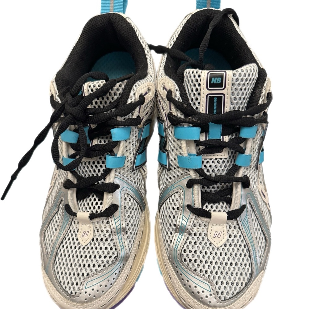 New Balance Mesh Sneakers in White and Aqua